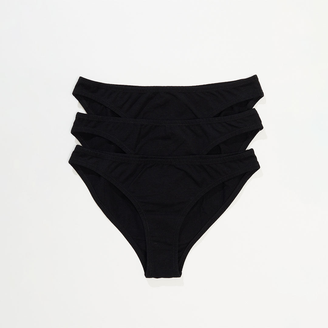 Afends Womens Lolly - Hemp Bikini Briefs 3 Pack - Black A220677-BLK-XS