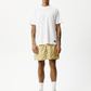 Afends Mens Baywatch Atmosphere - Organic Elastic Waist Shorts - Butter Stripe 