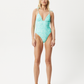 Afends Womens Benny - Recycled Tie One Piece Swimsuit - Jade Daisy 
