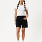 Afends Womens Emilie - Organic Denim Carpenter Shorts - Washed Black 
