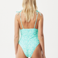 Afends Womens Benny - Recycled Tie One Piece Swimsuit - Jade Daisy 