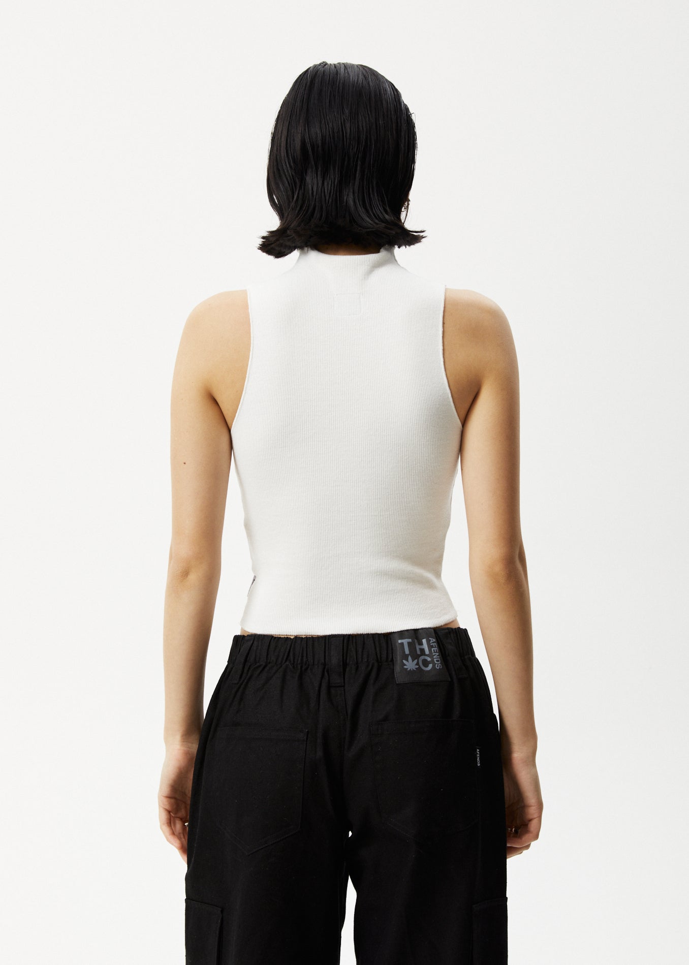 Afends Iconic - Hemp Ribbed High Neck Tank - Off White 