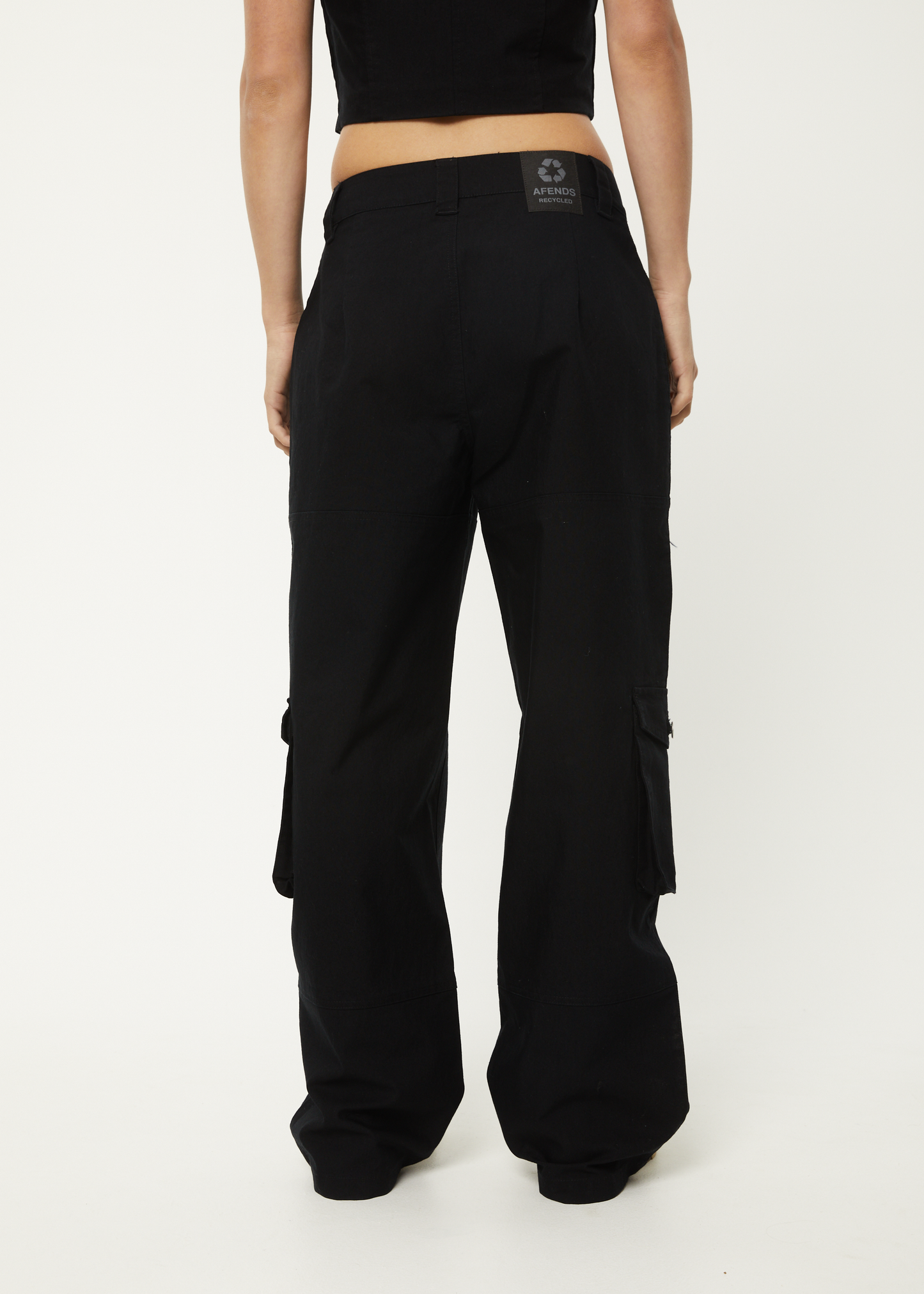 Afends Womens Linger - Recycled Cargo Pants - Black 