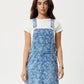 Afends Womens Fink - Hemp Denim Overall Dress - Worn Blue Daisy 