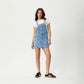Afends Womens Fink - Hemp Denim Overall Dress - Worn Blue Daisy W231801-WBD-XS