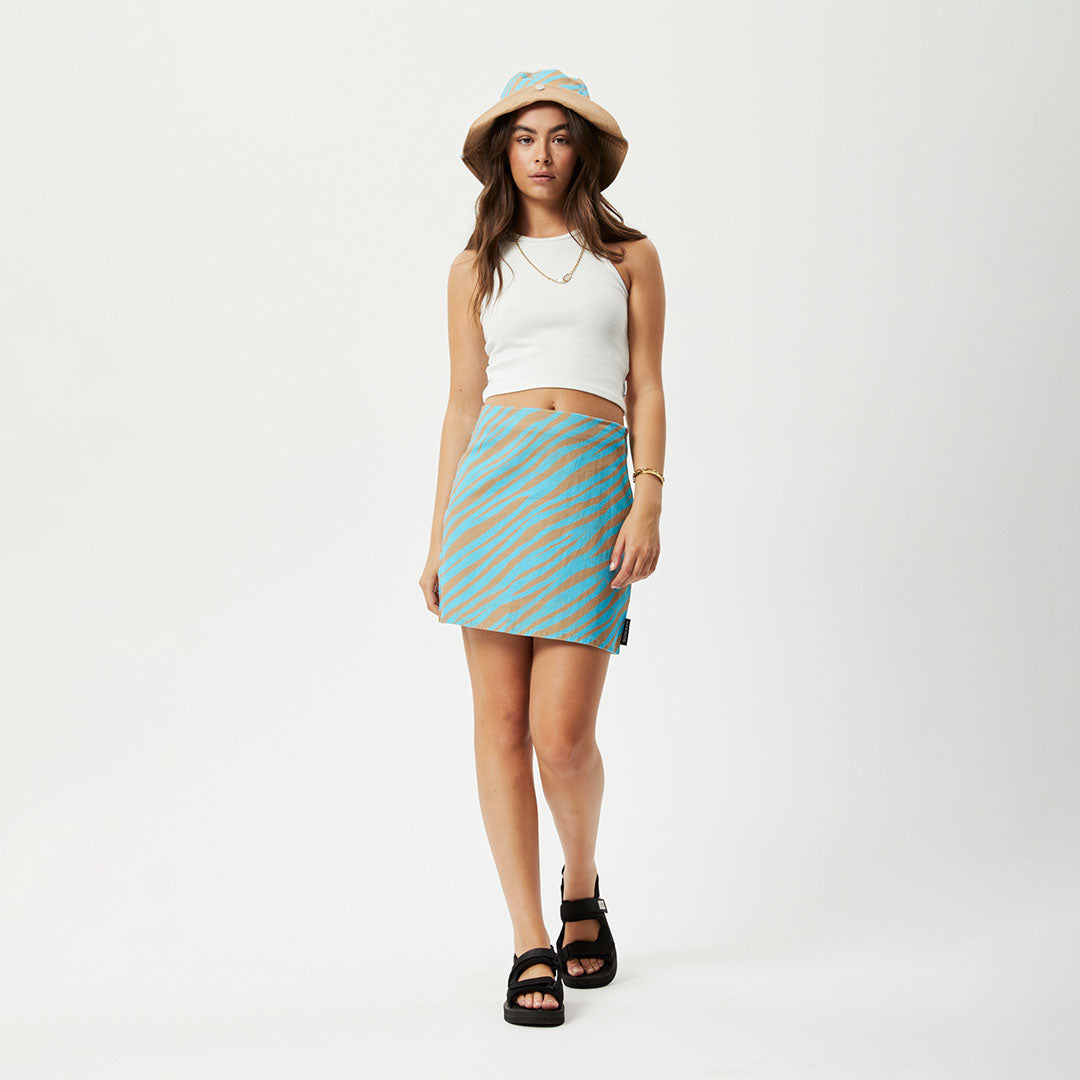 Afends Womens Adi - Hemp Mini Skirt - Blue Stripe W231902-BLS-XS
