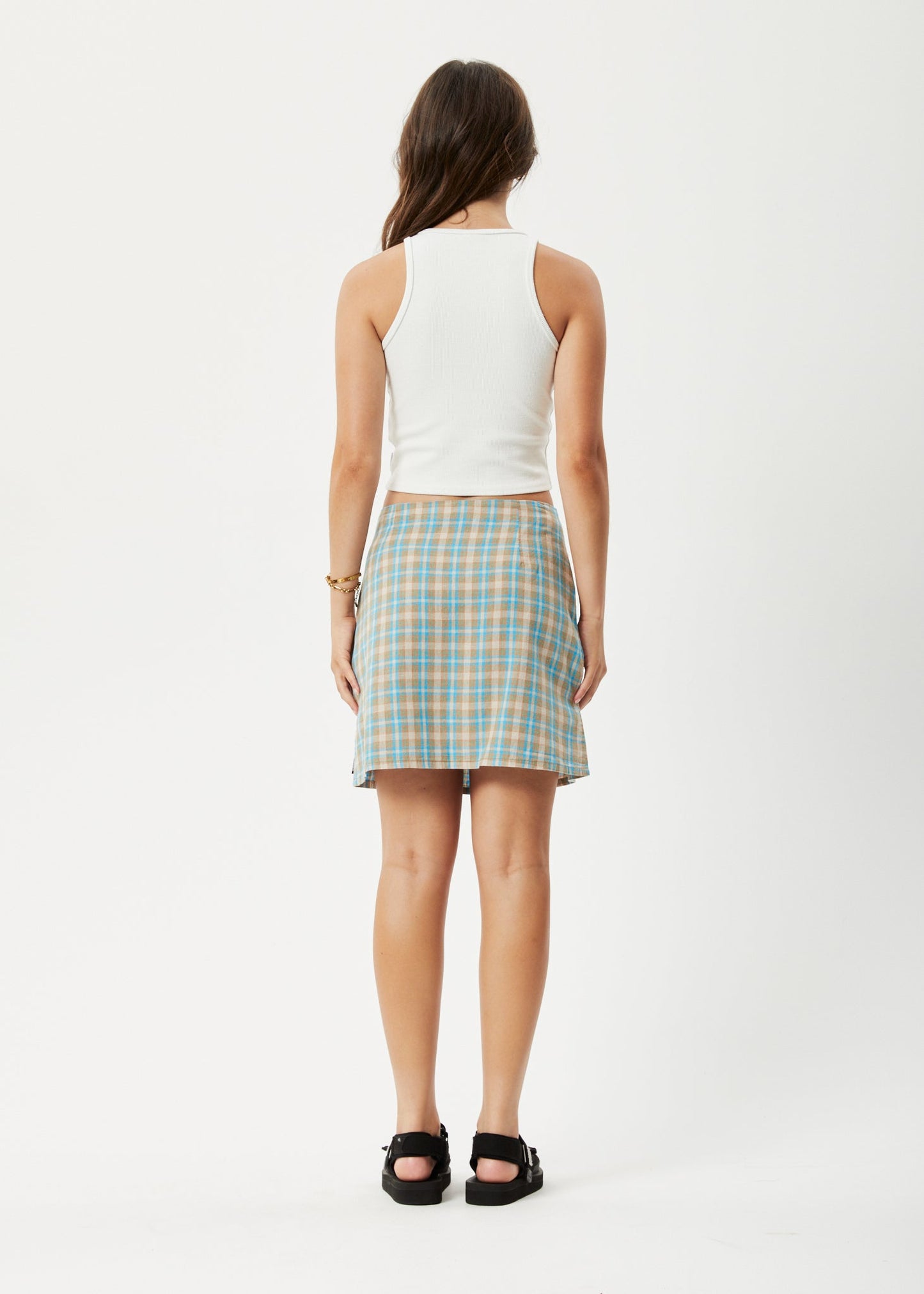 Afends Womens Millie - Hemp Mini Skirt - Tan Check 