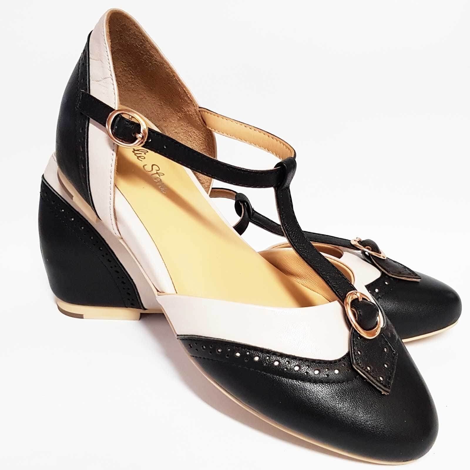 Vintage style flats by Charlie Stone Shoes Parisienne in two tone