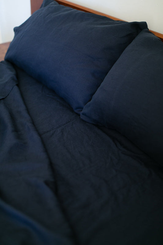 Navy Hemp Linen Pillowcase Set - GOOD STUDIOS