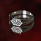 2 Birds and a ruby stone on a 925 silver signet ring