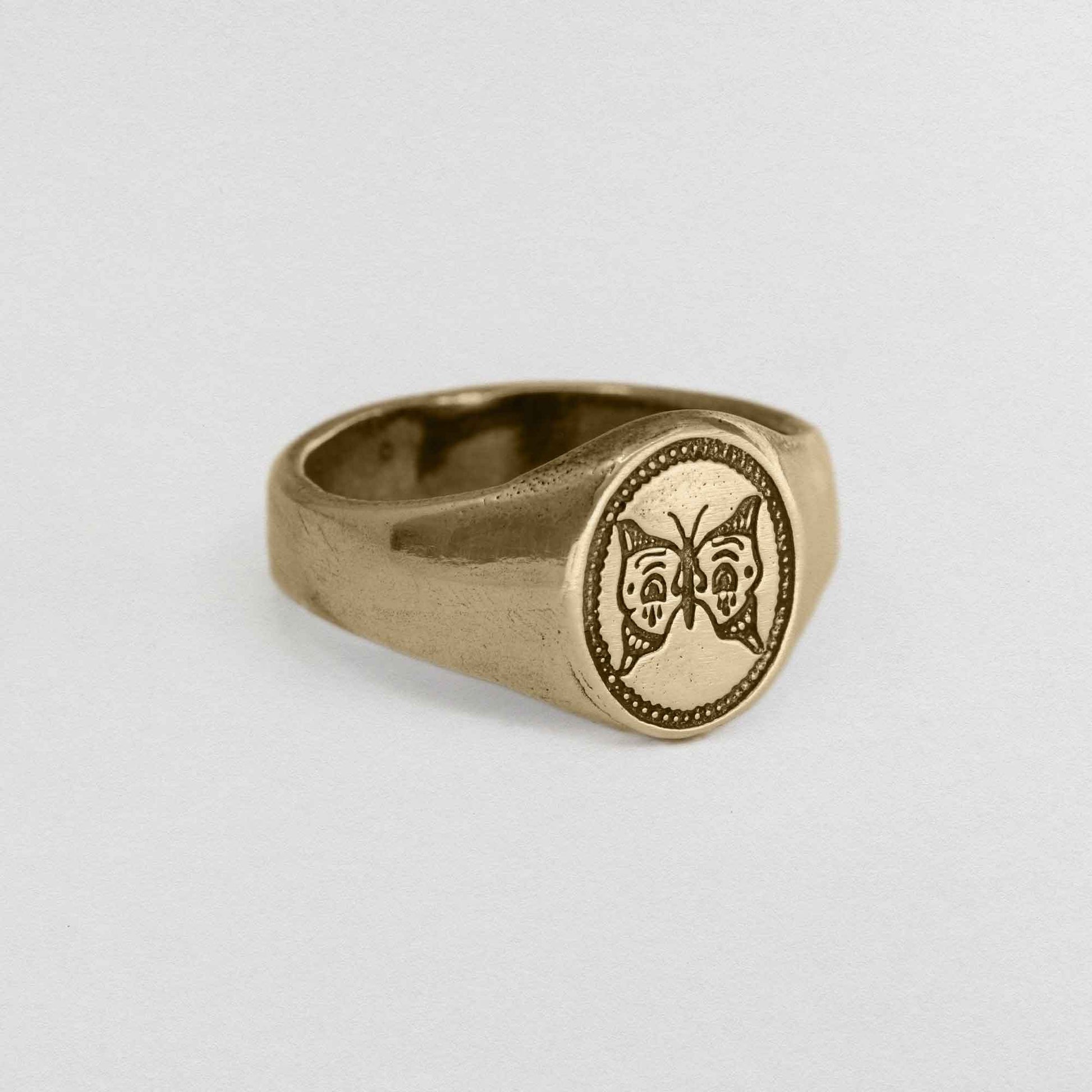 Butterfly Signet Ring In 9ct Gold