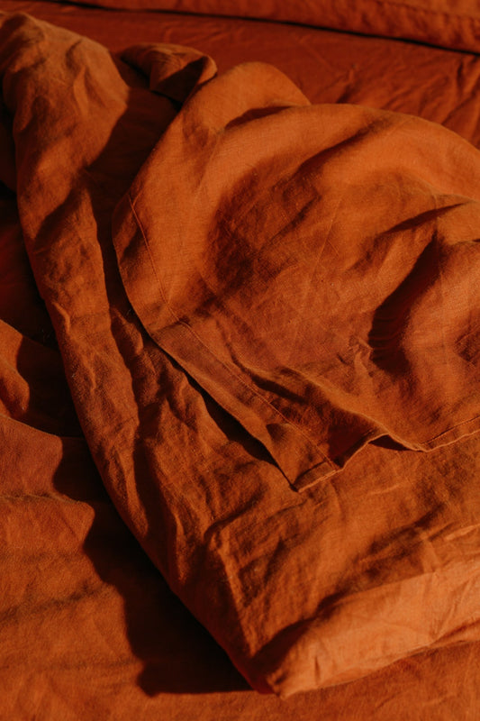 Terracotta Hemp Linen Top Sheet - GOOD STUDIOS