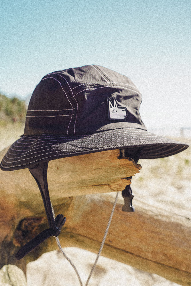 Black Wide Brim Surf Hat Upf 50+