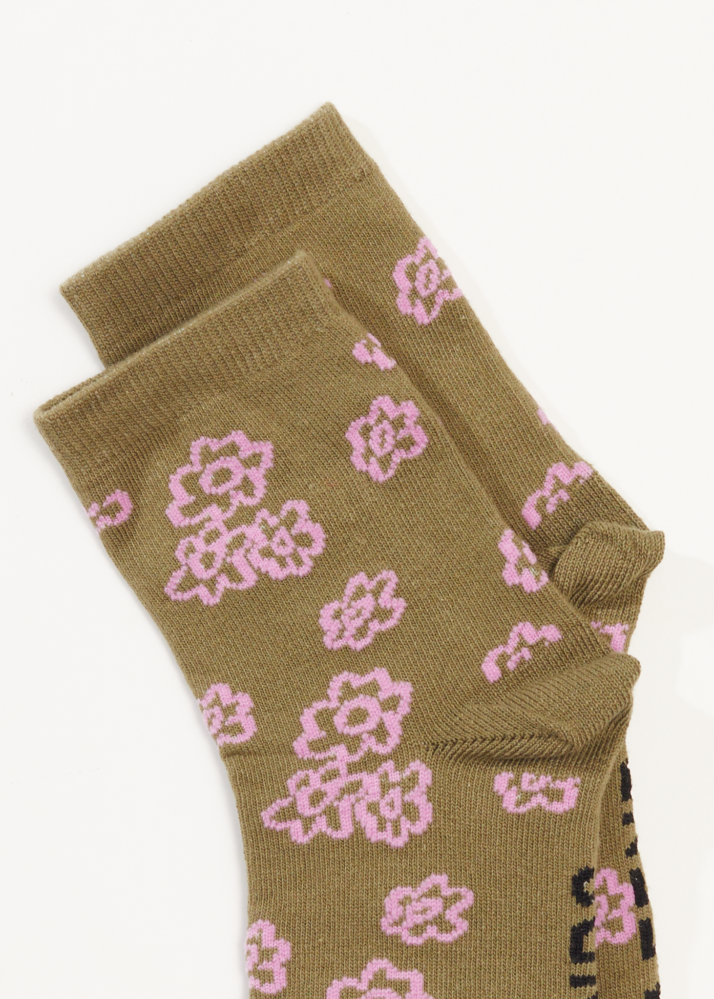 Afends Unisex Clara - Crew Socks - Olive 