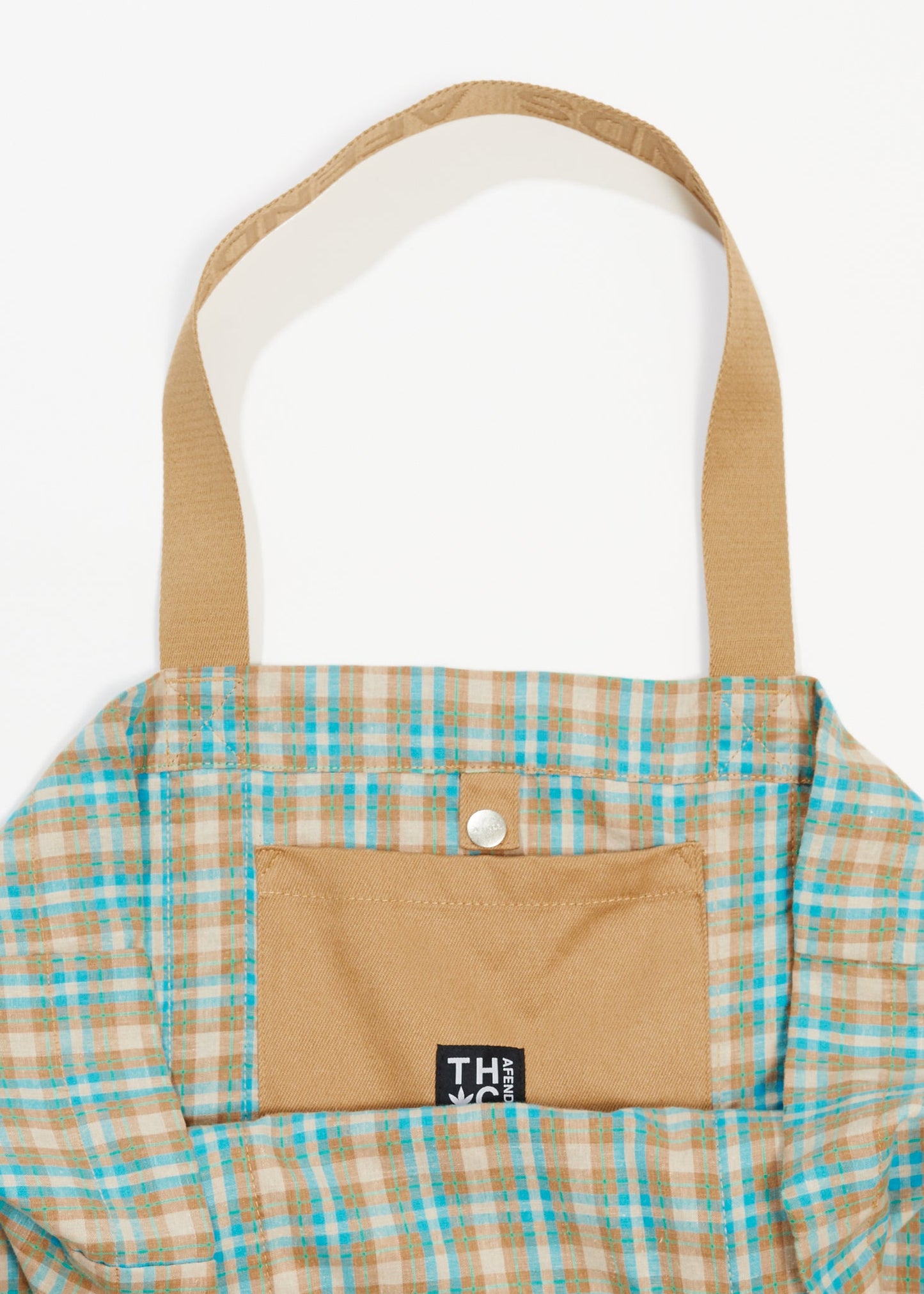 Afends Unisex Millie - Hemp Oversized Tote Bag - Tan Check 