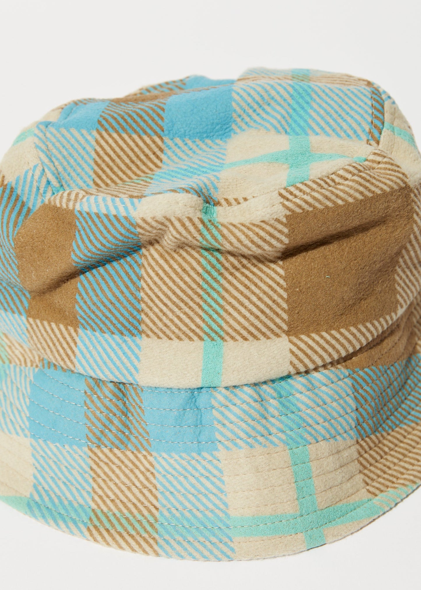 Afends Unisex Millie - Hemp Reverse Fleece Bucket Hat - Tan Check 