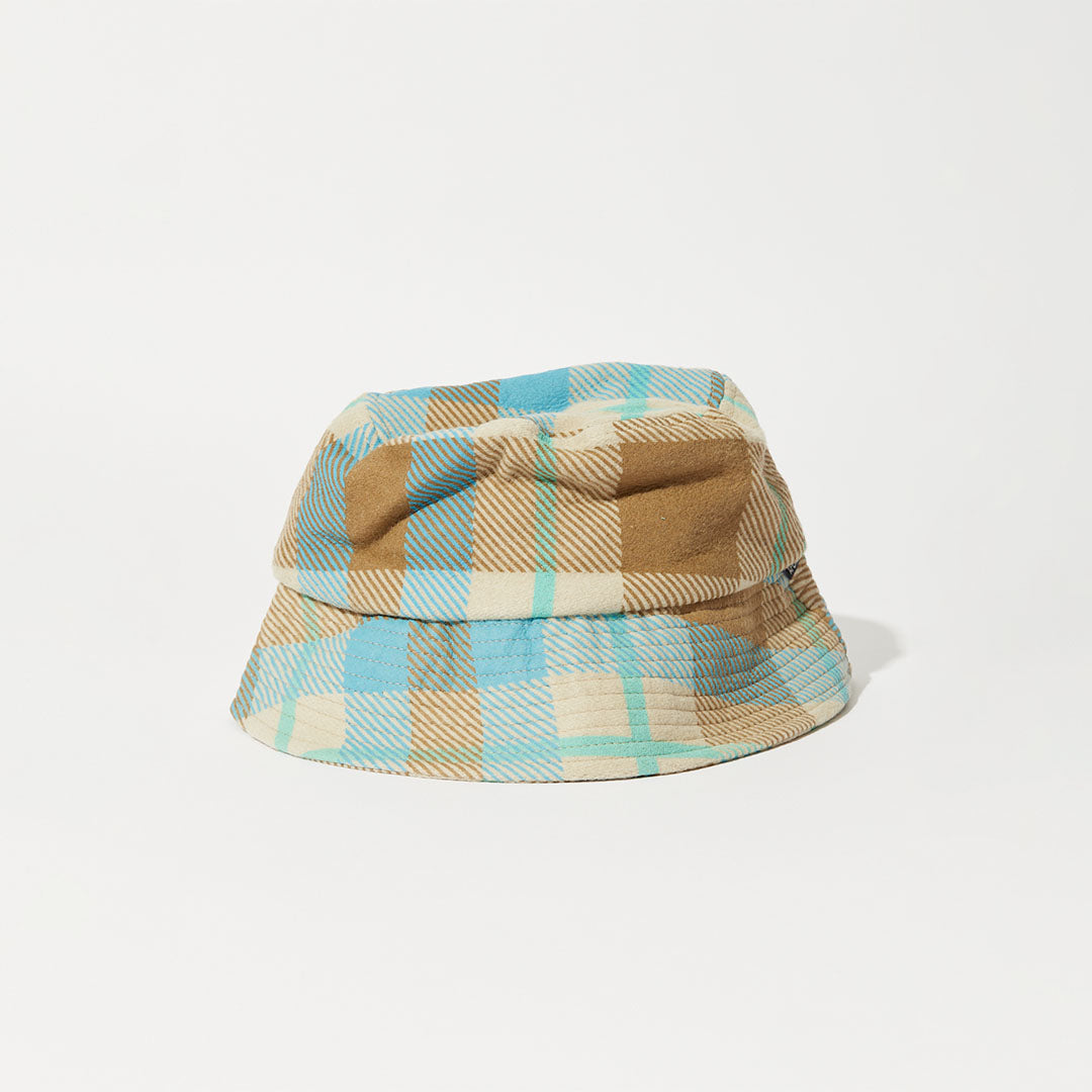 Afends Unisex Millie - Hemp Reverse Fleece Bucket Hat - Tan Check A231619-TNC-S/M