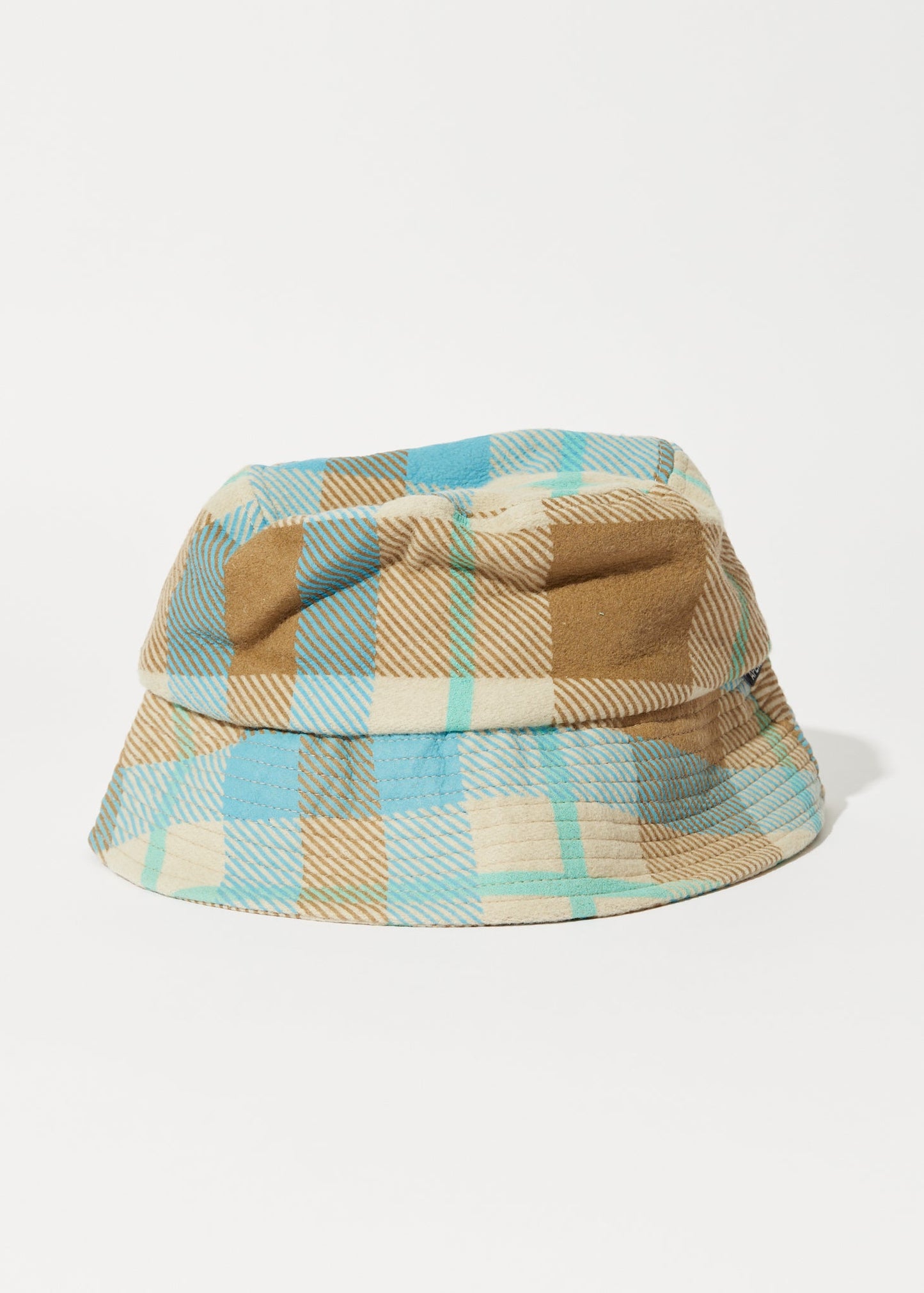 Afends Unisex Millie - Hemp Reverse Fleece Bucket Hat - Tan Check 