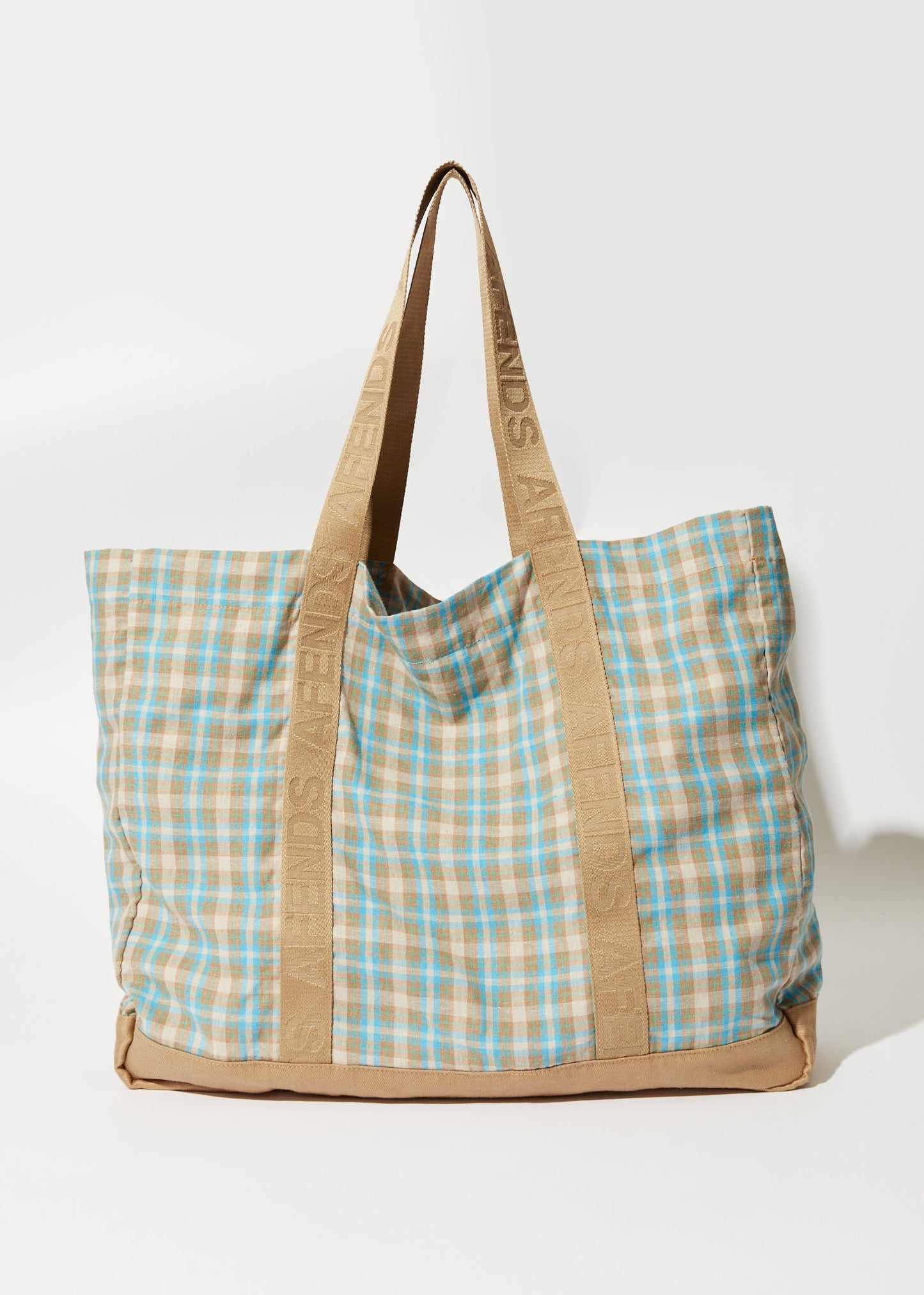 Afends Unisex Millie - Hemp Oversized Tote Bag - Tan Check 