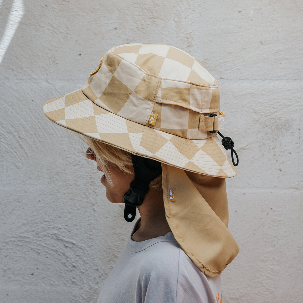 Beach Beige Checkered Surf Hat