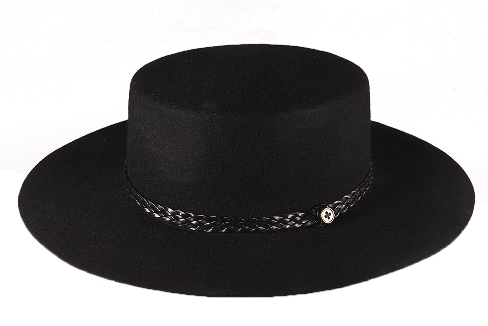 the trix, felt wool hat, hat, black, felt , byron style, byron bay fashion, byron fashion, style, australian hats, black felt hat, cowgirl hat, millinery byron bay