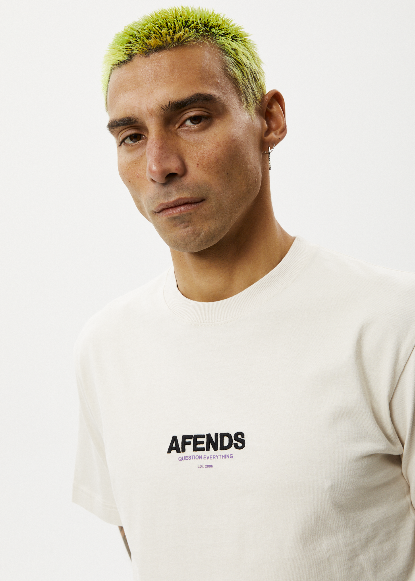 Afends Mens Vinyl - Retro Logo T-Shirt - Moonbeam 