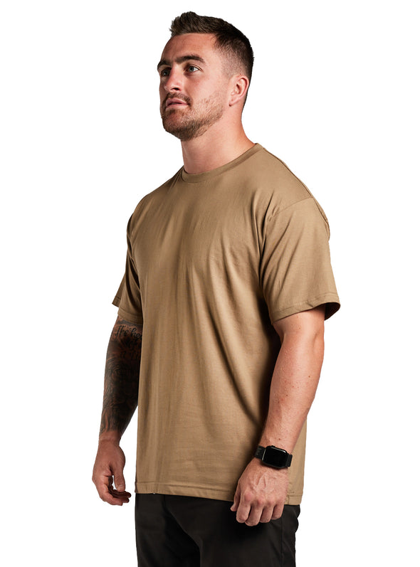 Tacsource 100% Cotton Loose Fit Undergear Tee - 2 X Pack - Tan