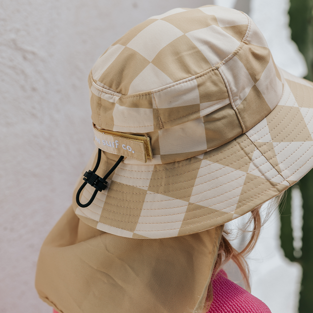 Beach Beige Checkered Surf Hat