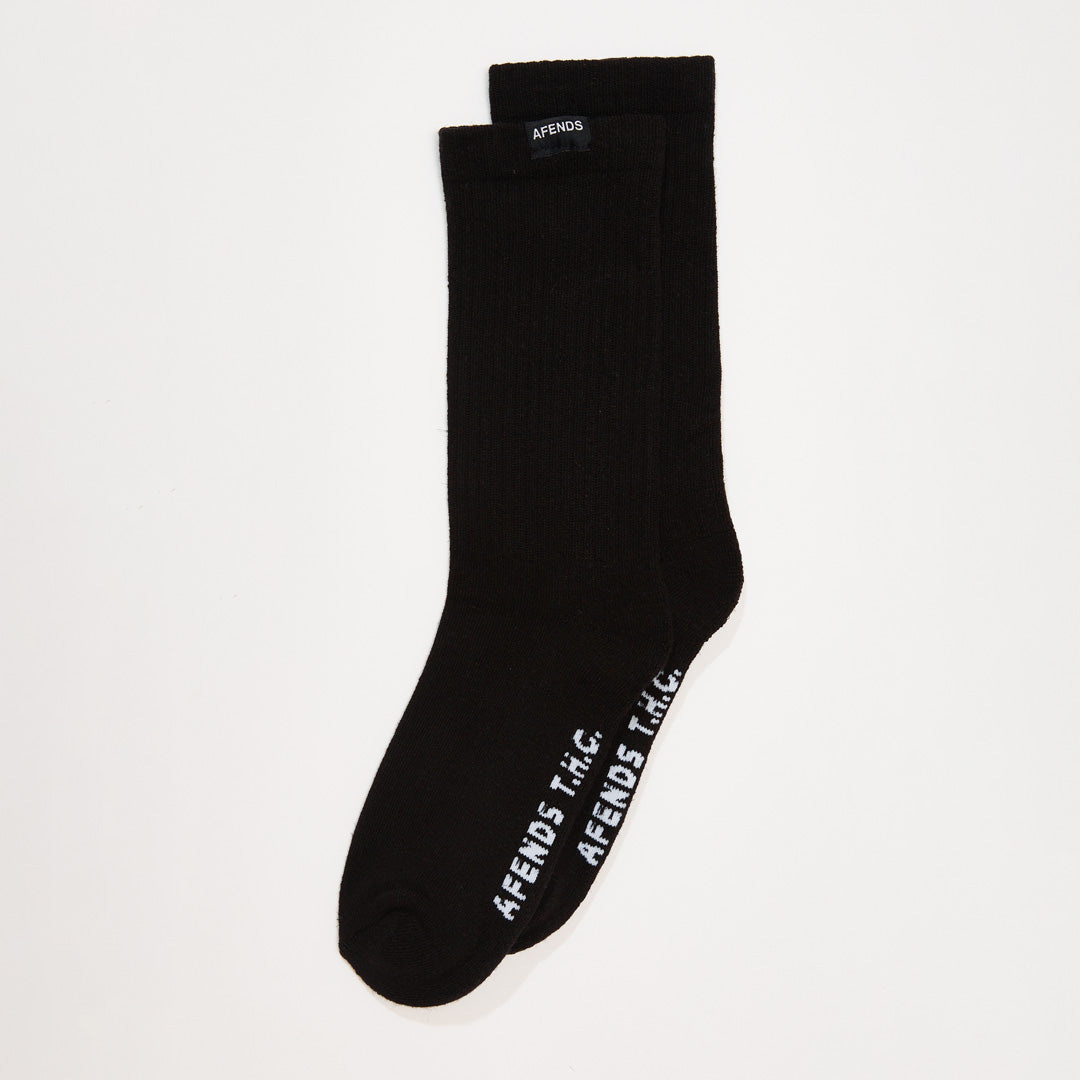 Afends Unisex Everyday - Hemp Crew Socks - Black A220676-BLK-OS