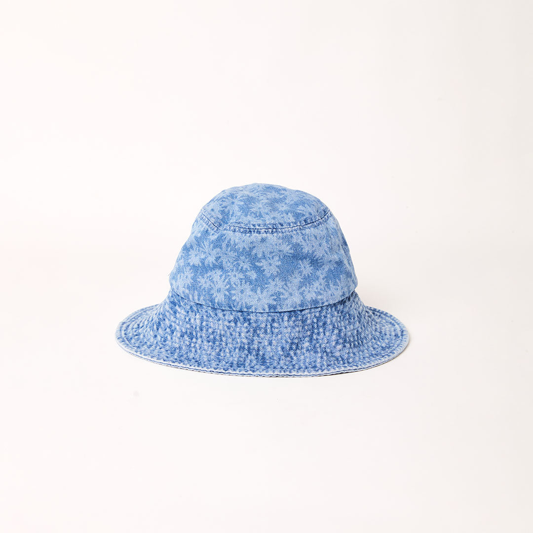 Afends Unisex Fink - Hemp Denim Wide Brim Bucket Hat - Worn Blue Daisy A231604-WBD-S/M