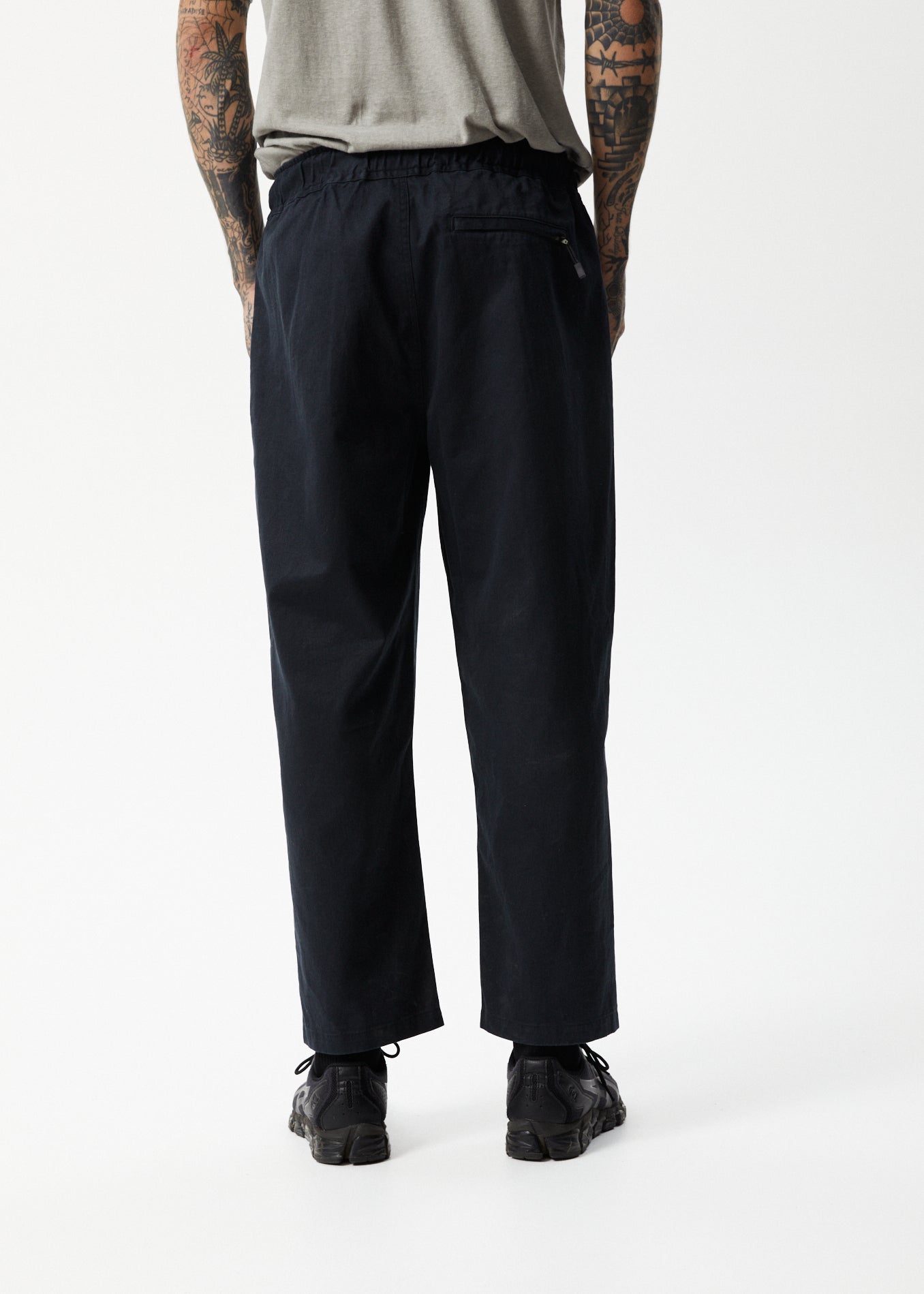 Afends Mens Cabal - Hemp Elastic Waist Relaxed Pants - Black 