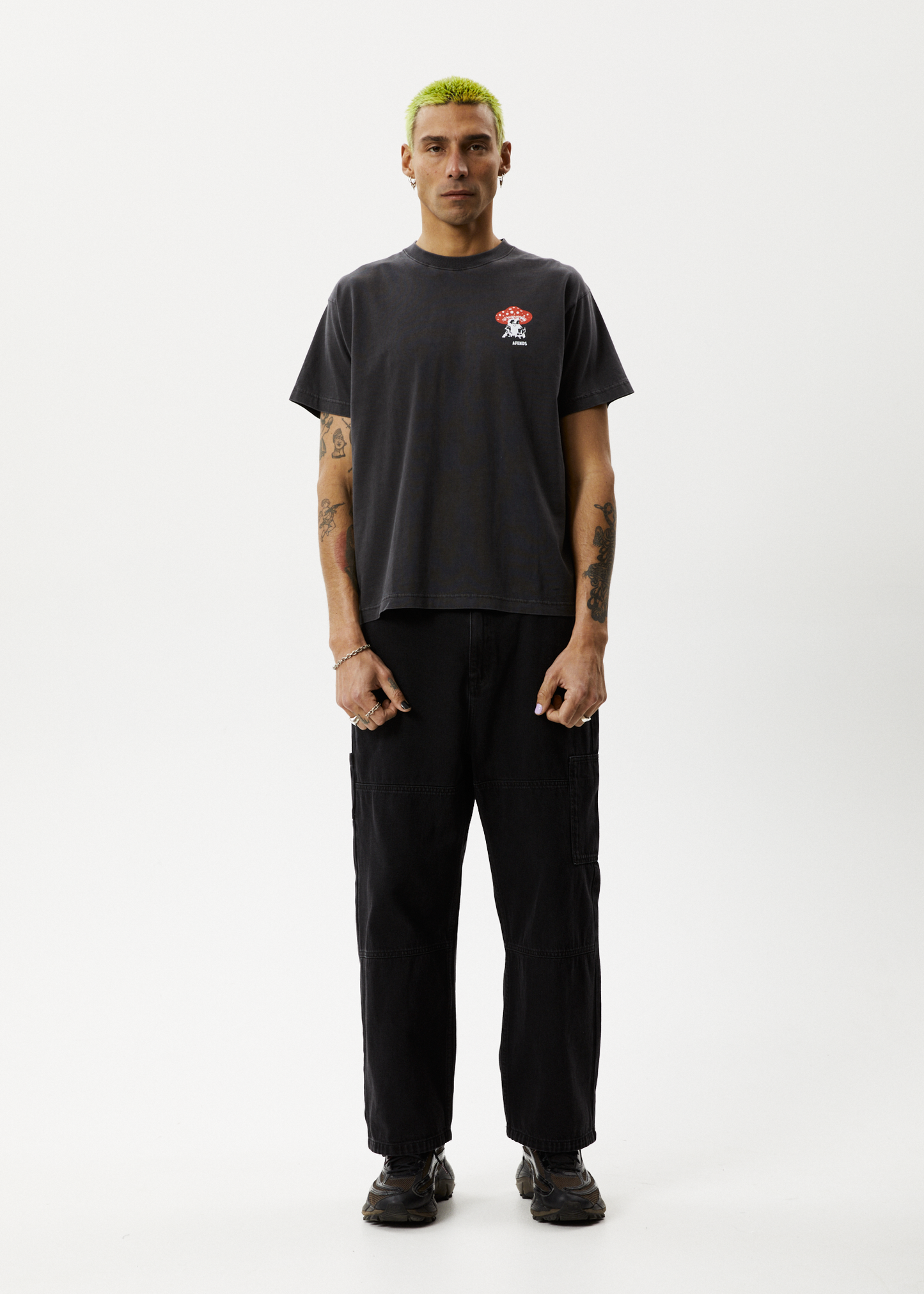 Afends Mens Caught In The Wild - Recycled Boxy Fit Tee - Stone Black 