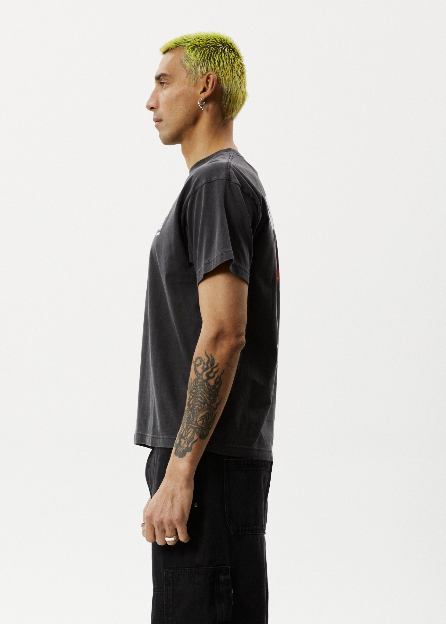 Afends Mens Caught In The Wild - Recycled Boxy Fit Tee - Stone Black 