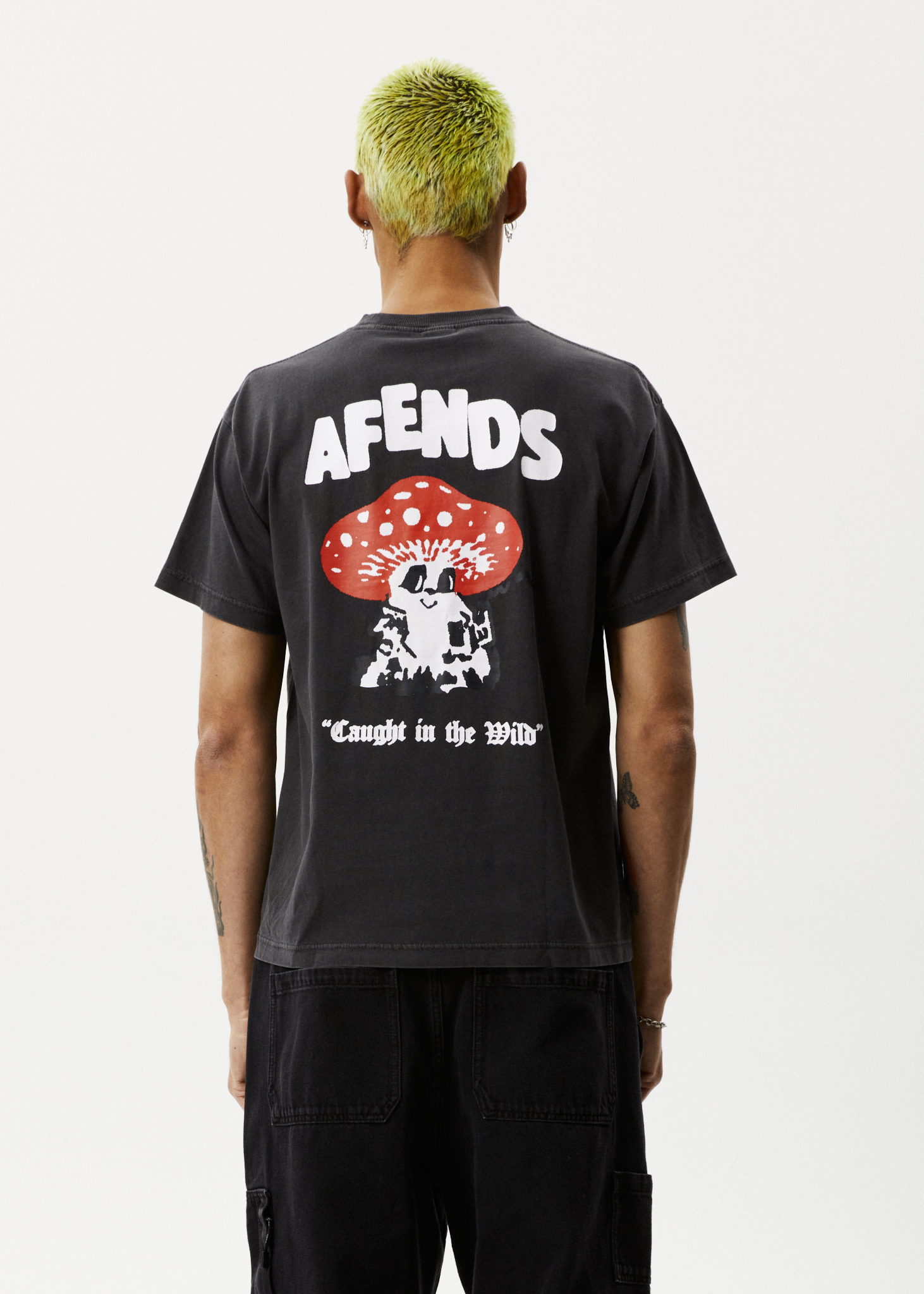 Afends Mens Caught In The Wild - Recycled Boxy Fit Tee - Stone Black 