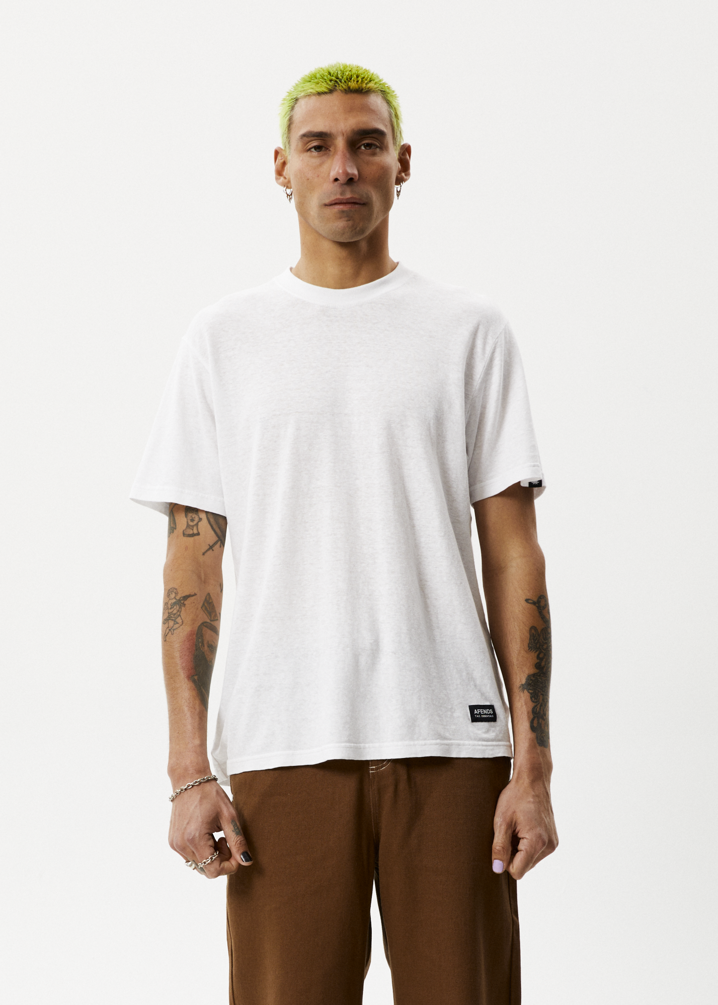 Afends Mens Classic - Hemp Retro T-Shirt - White 