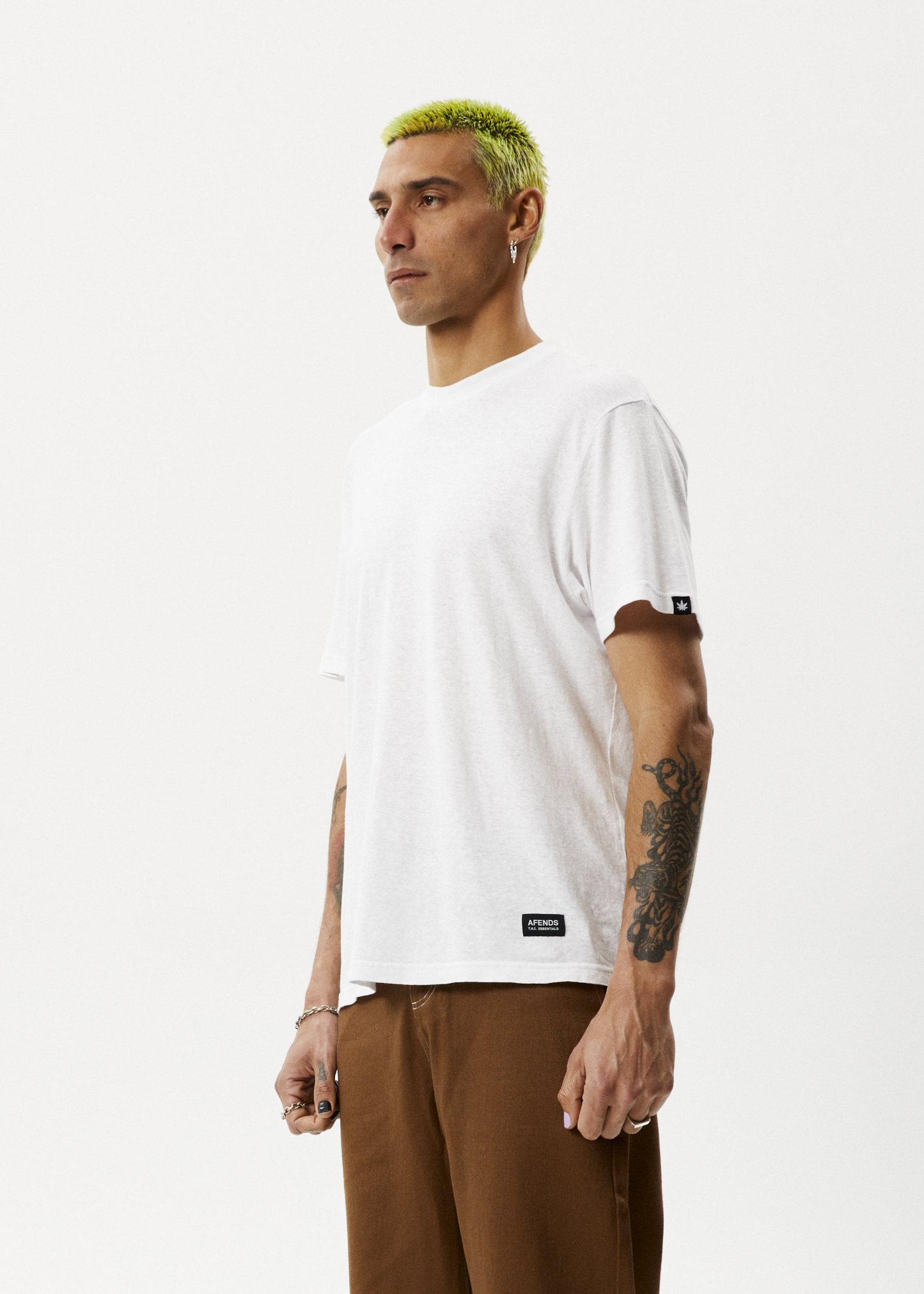 Afends Mens Classic - Hemp Retro T-Shirt - White 