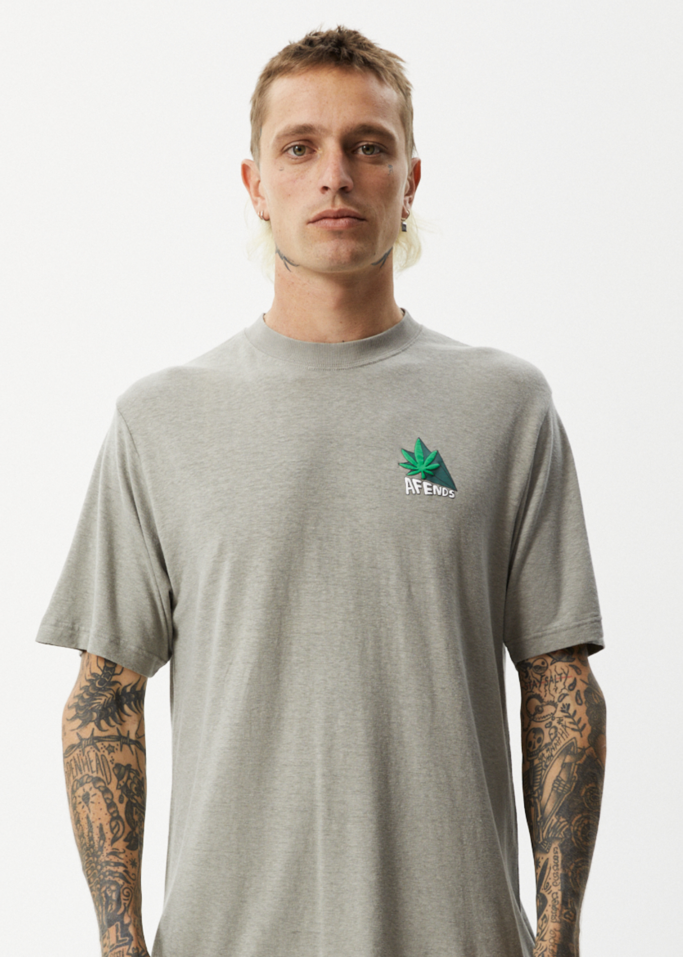 Afends Mens Crops - Retro Logo T-Shirt - Olive 