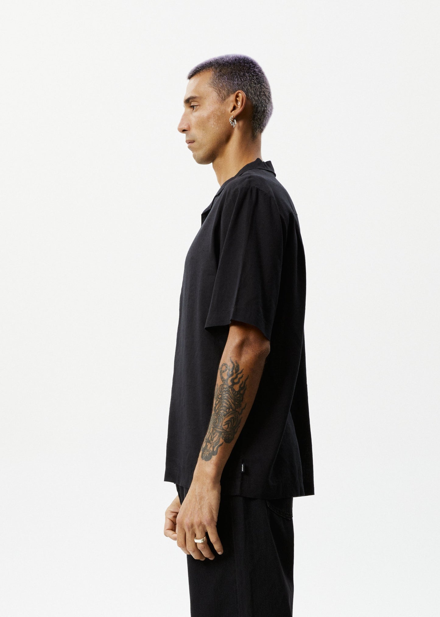 Afends Mens Daily - Hemp Cuban Short Sleeve Shirt - Black 