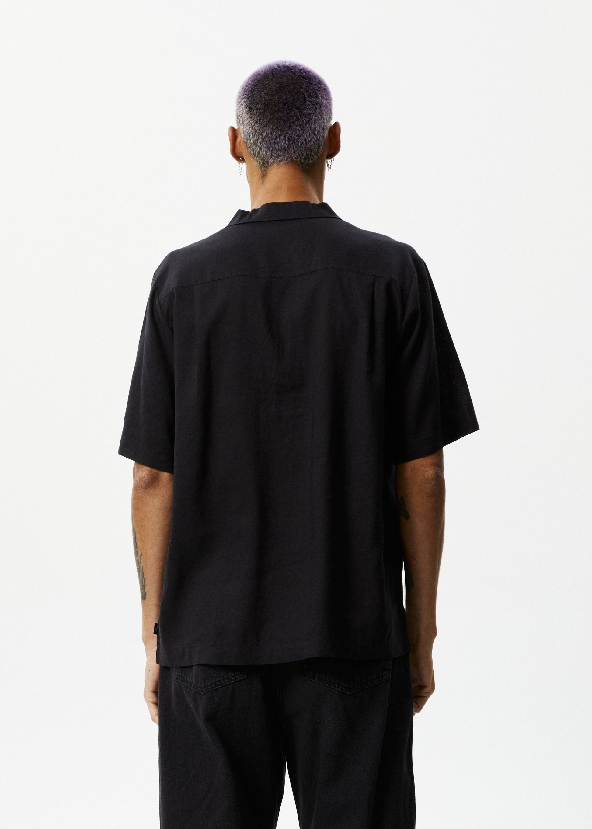 Afends Mens Daily - Hemp Cuban Short Sleeve Shirt - Black 