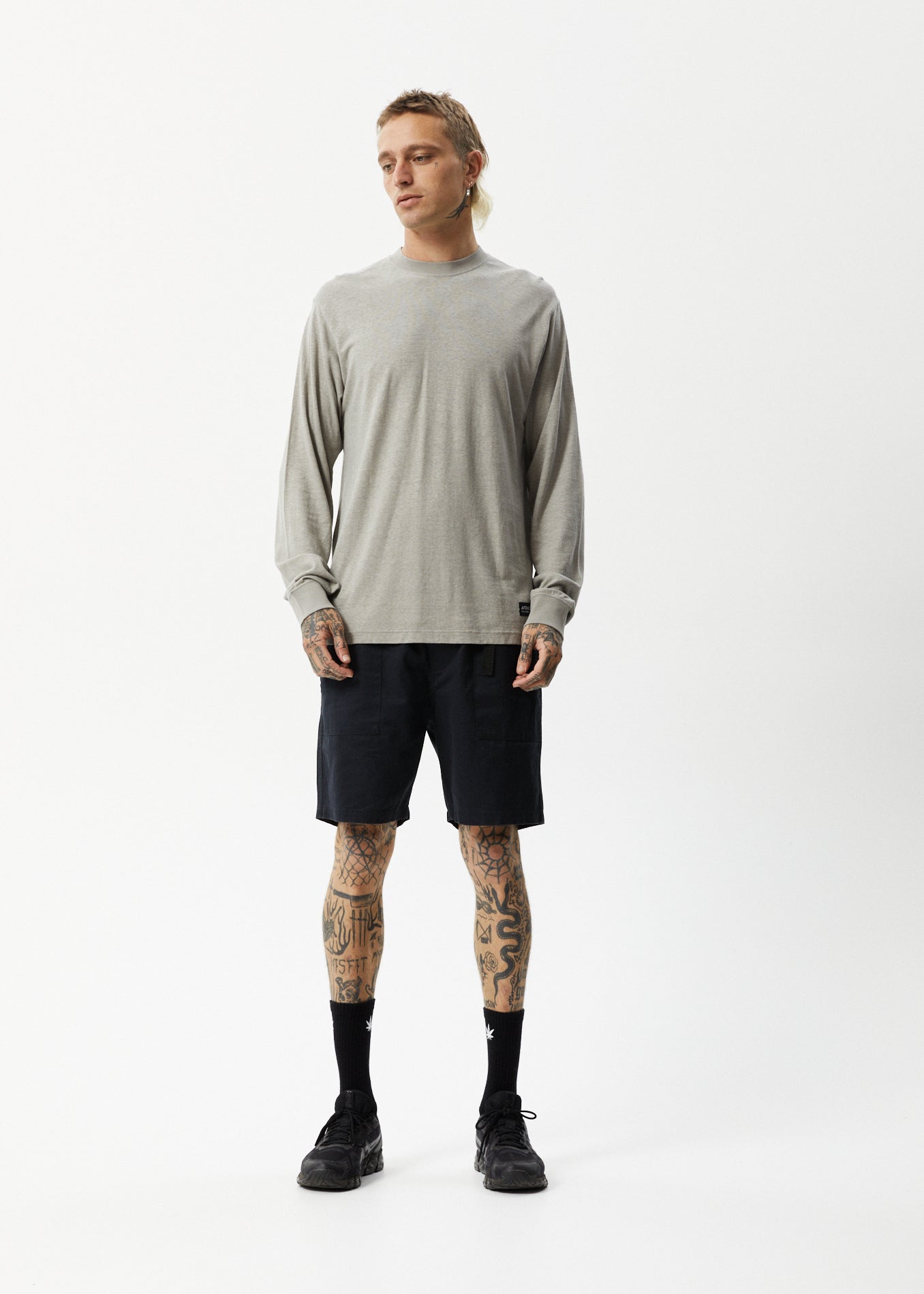 Afends Mens Essential - Hemp Long Sleeve T-Shirt - Olive - Sustainable Clothing - Streetwear