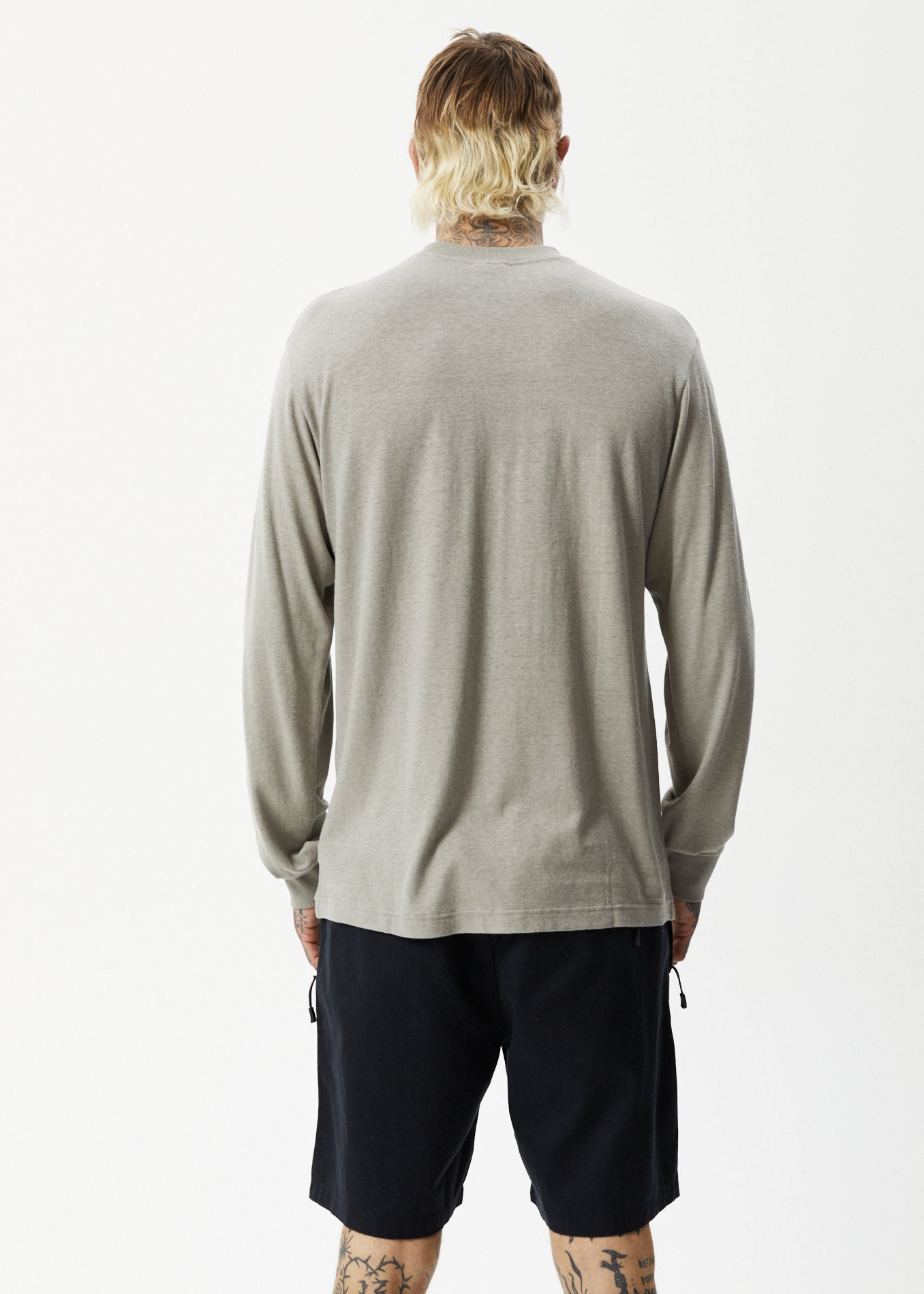 Afends Mens Essential - Hemp Long Sleeve T-Shirt - Olive - Sustainable Clothing - Streetwear