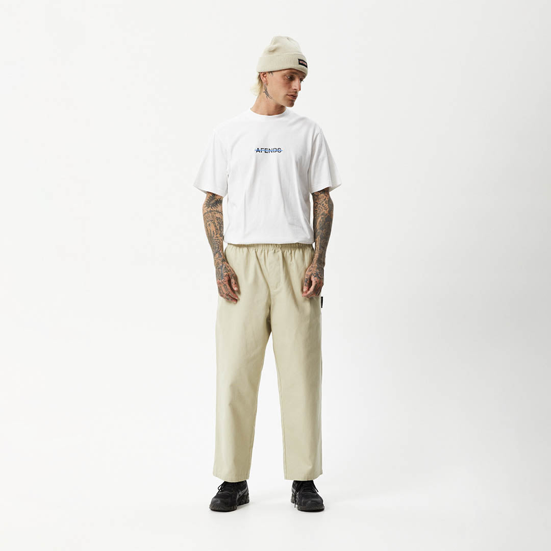 Afends Mens Ninety Eights - Elastic Waist Pants - Cement - Sustainable Clothing - Streetwear