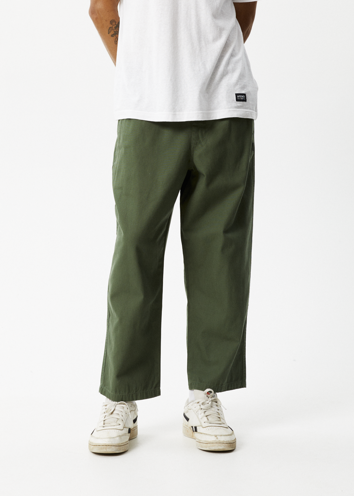 Afends Mens Ninety Eights - Recycled Baggy Elastic Waist Pants - Cypress 