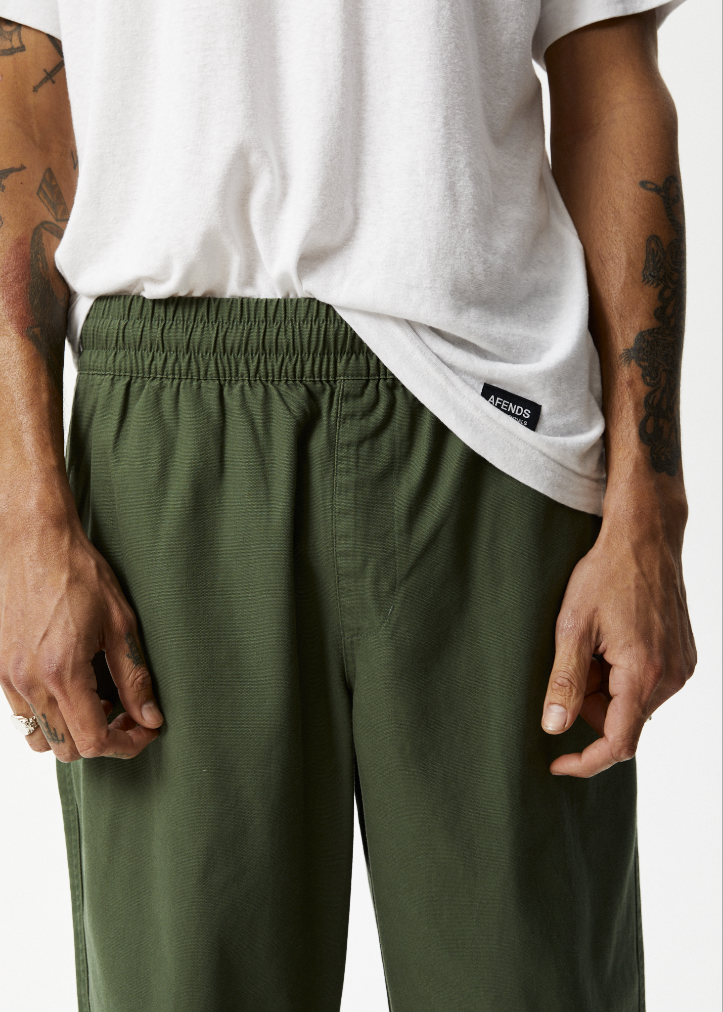 Afends Mens Ninety Eights - Recycled Baggy Elastic Waist Pants - Cypress 