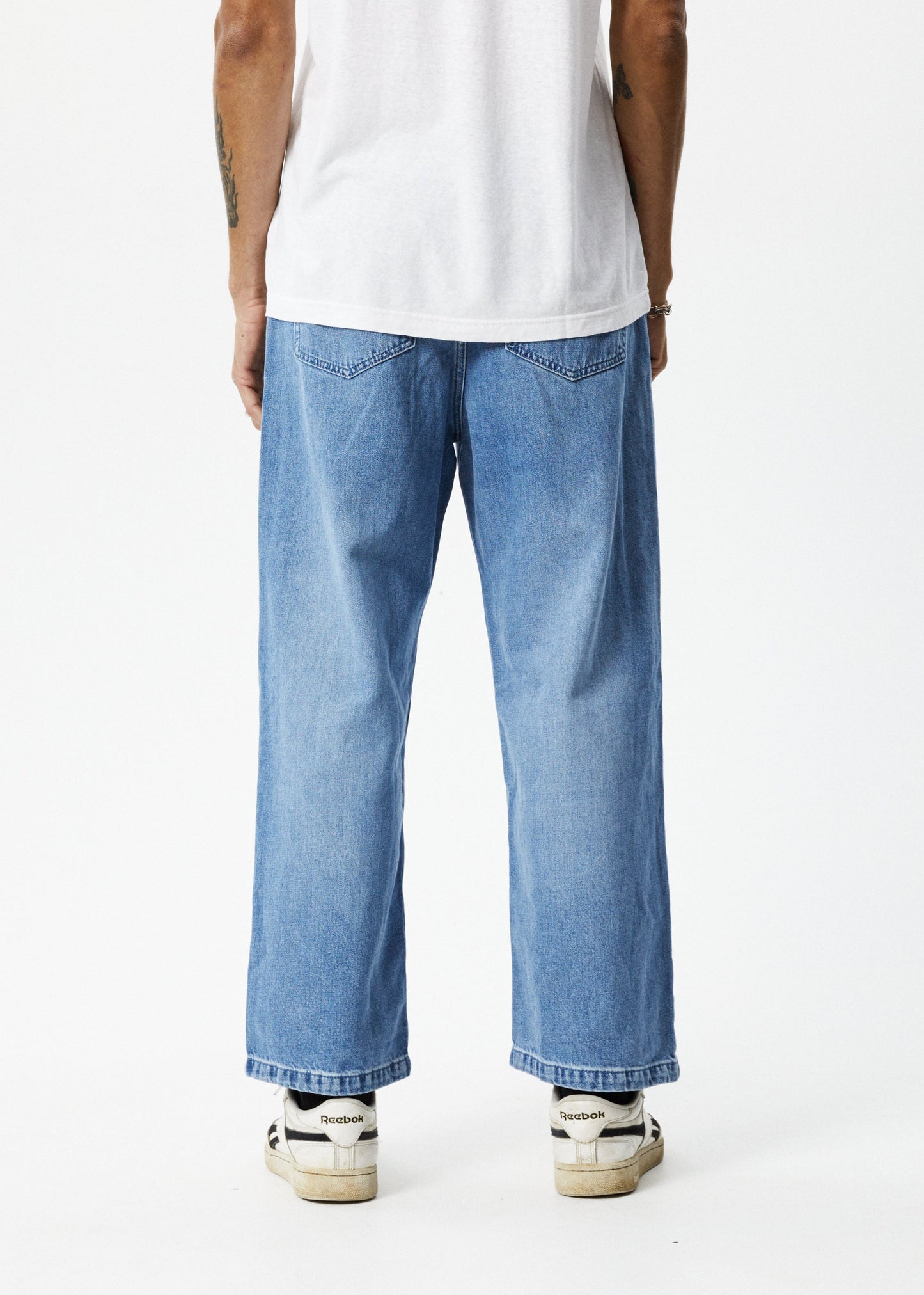 Afends Mens Pablo - Hemp Denim Baggy Jeans - Worn Blue 