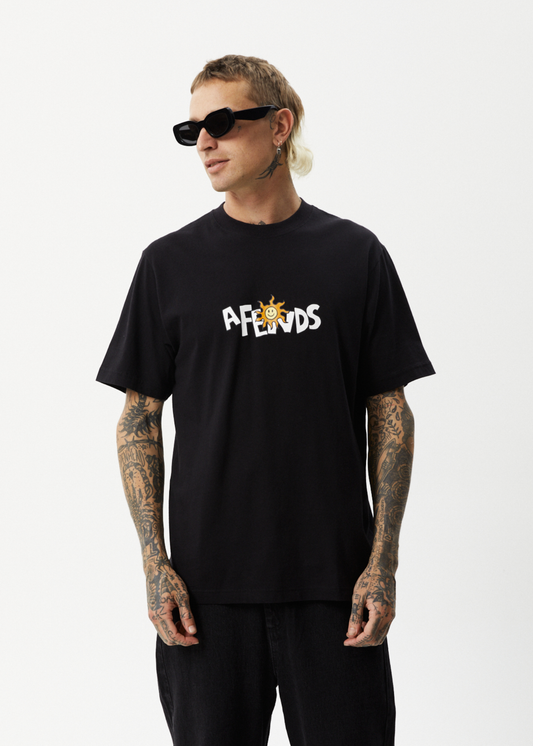 Afends Mens Sunshine - Retro Graphic T-Shirt - Black - Sustainable Clothing - Streetwear