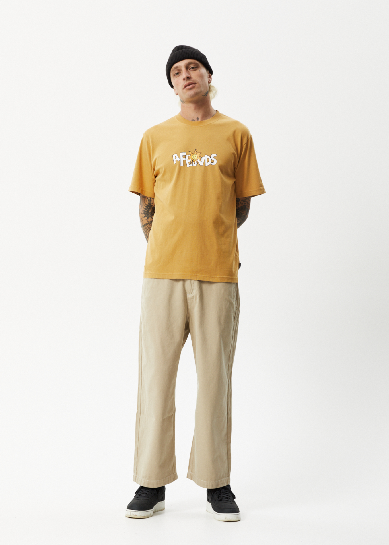 Afends Mens Sunshine - Retro Graphic T-Shirt - Mustard 