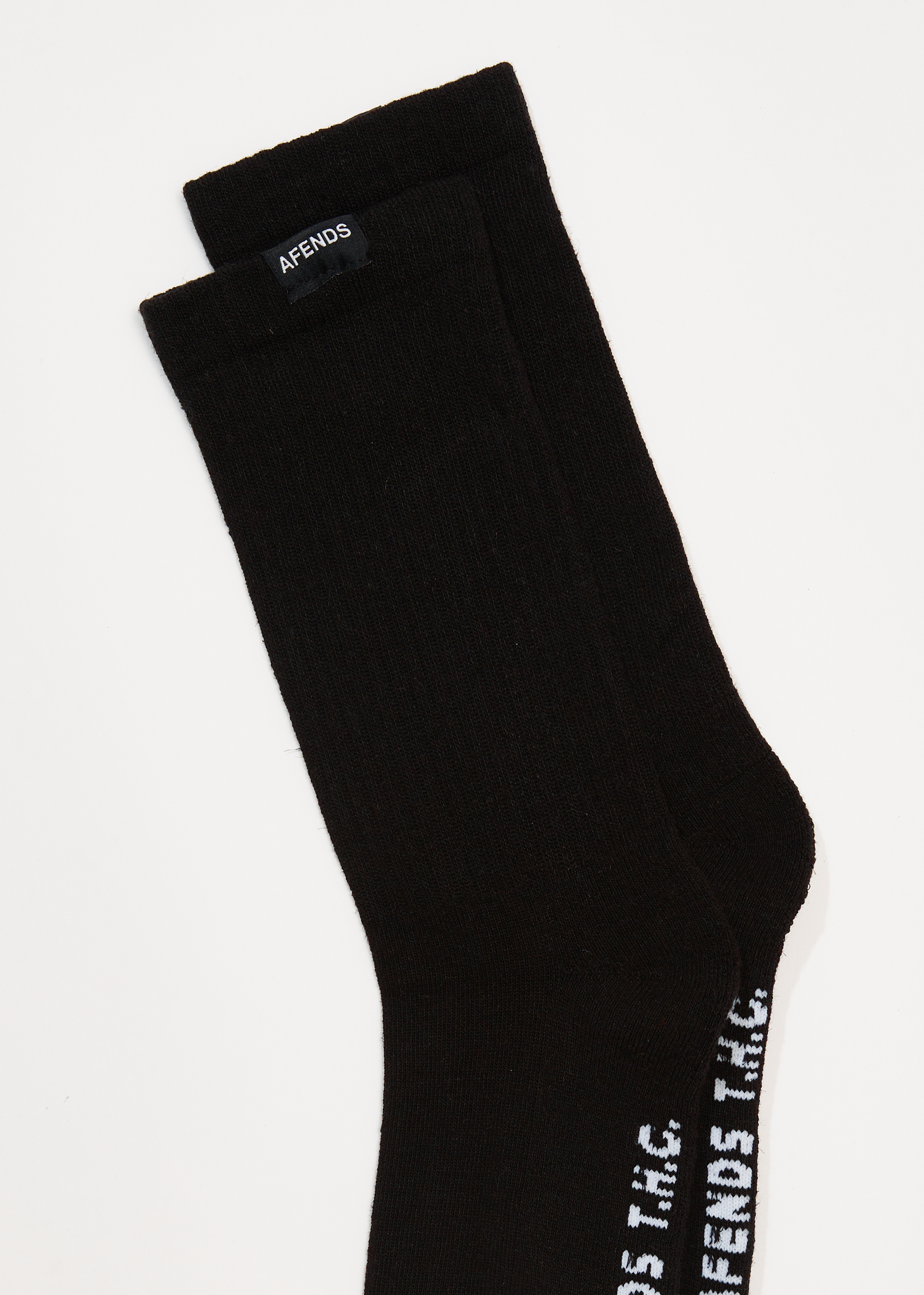 Afends Unisex Everyday - Hemp Crew Socks - Black 