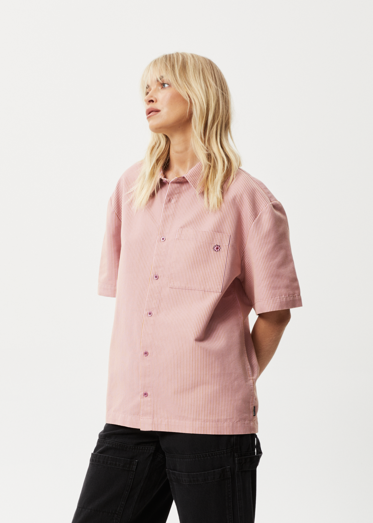 Afends Unisex Night Shade - Short Sleeve Shirt - Mustard Stripe 