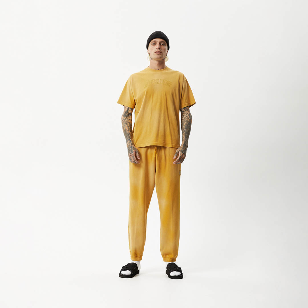 Afends Unlimited - Boxy Logo T-Shirt - Worn Mustard - Sustainable Clothing - Streetwear